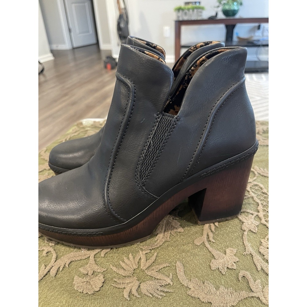 Korks Womens 8.5 Robin‎ Y2K Clog Platform Chunky Faux Wooden Heel Bootie Black